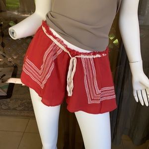 Sage the label linen embroidered shorts